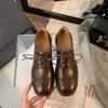 Buty swobodne MEOTINA Kobiety Mokory oryginalne skórzane płaskie kwadratowe palce koronkowe w górę damskie obuwie wiosna jesienna brązowa Oxfords