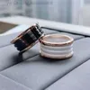 Designer Bulgarie bijoux v plaqué or Mi Jinbao famille petite charité rouge bague en céramique noire et blanche version classique étroite et large pour hommes et femmes bague d'amour