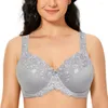 Bras Women's Underwire Lace Sexy Embroidery Underwear Women Plus Size Thin Bra Full Cup Bralette Large C D E F G H I J