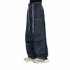 Gonflage Vintage mer Baggy jean unisexe taille élastique jambe droite bleu Denim pantalon homme pantalon grande taille p22s #