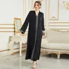 Ubranie etniczne 2024 Sprzedawanie islamu Abaya Kaftan V-Neck Black Loose Robe Femme Musulane Fashion Fashion Damska sukienka dla Europy i Ameryki