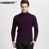 Coodrony Inverno Grosso Quente Cmere Camisola Homens Gola Alta Mens Suéteres Slim Fit Pulôver Homens Clássico Lã Malhas Pull Homme Z40G #