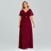 women's Plus Size Evening Dr Lg Simple Elegant V Neck Ruffled Chiff Formal Wedding Party Dr Bridesmaid Dr Ballgown K3LY#