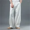 Mannen Broek 2024 Zomer Herfst Stijl Rechte Mannen Chinese Wijde Pijpen Casual Losse Katoenen Linnen Broek Plus Size M-8XL