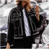 Kvinnorjackor Trendiga Rivet Lapel Single-Breasted Jackor Drop Delivery Apparel Clothing Ytterkläder Rockar DHGX7