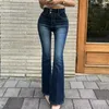 Dżinsy damskie retro wysoki talia mielona biała dżins Slim Fit Flered Pants 2024 Spring Korean Fashion Clothing