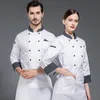 Preto Chef Jacket LG Manga Chef Uniforme Cook Coat Chef T-shirt Baker Uniforme de Trabalho Garçom Restaurante Hotel Roupas Mulheres Logo G6zU #