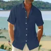 Men's Casual Shirts Men Button-down Shirt Stylish Lapel Collar Summer For Office Beach Wear Solid Color Button Down Top