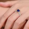 Кольца кластера, европейское и американское серебро S925, одно синее кольцо с сокровищами 6,5, роскошь для окружающих женщин