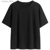 T-shirt manches courtes col rond femme, estival et à la mode, en coton, couleur unie, noir, 2023, S-XXL24329