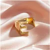 Band Rings Womens New Fashion Gold 26 Letters Ring Personality Alphabet A C H M Y Adjustable Diy Jewely Drop Delivery Jewelry Dhow7