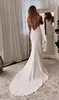 Moderne Simple Satin Mariage Dr V-Cou Bretelles Spaghetti Backl Formelle Pli De Mariée Growns Robe De Noiva Balayage Train 2024 E1kR #