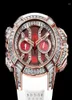 Orologi da polso Orologi Hip Hop Uomo Luxury Top Brand Epic X Series Oro rosa Baguette Diamond Gomma bianca Chrono Orologio rosso maschile9515762