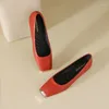 Casual Schuhe MORAZORA 2024 Echtes Leder Flache Frauen Wohnungen Karree Damen Frühling Sommer Schwarz Rot Büro Kleid Schuhe