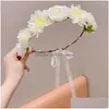 Haaraccessoires Bruid Bloem Kroon Haarband Touw Bruiloft Bloemen Hoofdband Slinger Meisje Krans Elastisch Feest Cosplay Hoofddeksel Drop Dh7Fp