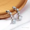 Kolczyki na stadninach Knobspin D VVS1 Wszystkie Moissanite Drope Earring Solid S925 Silver Srebrne 18 -karatowe białe złoto z Gra Diament ślubny dla kobiet