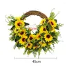 Decorative Flowers Sunflower Wreath Farmhouse Sign For Front Door Hanging Wooden Home Decorations Wall