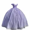 ブリングスパンコールスウィート16 QuinceAnera Dres 3DアップリケビーズコルセットDr Vestidos DE 15 ANOS MASQREADE XV DR LAVENDER 82QD＃