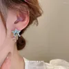 Hoop Earrings Ocean Blue Rhinestone Star Dream Wedding Ear Studs Jewelry Accessories Women Gifts Creative Zircon Nails