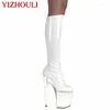 Dance Shoes 20cm High Heel Leather And Knee-high Sexy Boots 8-inch Flat-panel Style Baking Paint