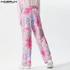 Men's Pants INCERUN 2024 Korean Style Trousers Mens Fashion Loose Floral Print Design Pantalons Casual Personality Wide Leg Long S-5XL