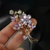 Pins Brooches Luxury Purple Athestone Flower Brooch для женского сплавного букета Y240329