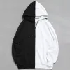 Sweats à capuche pour hommes Sweatshirts à manches longues capuche moitié noir blanc cool plaine hoddies hommes patchwork coton sweat-shirt à capuche mâle mode femme Dhuap