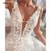 Lakshmigown col en V dentelle Appliques mariage Dres Champagne robes de mariée une ligne robe de mariée estido de noiva praiano R01P #