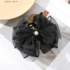 Hair Clips AWATYR Black Velvet Bow Hair Claws Double-sided Clip Shark Clip Large Hair Clip Back of the Head Headdress Hair Accessories Y240329