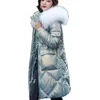 2021 new bright down jacket for women in winter Parka women Down coat with hooded big fur 8607 j2xL#