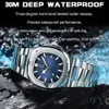 Armbandsur Poedagar Luxury Watch Business Waterproof Male Clock Luminous Date rostfritt stål Square Quartz Men Watch Reloj Hombre 2024 Ny 24329