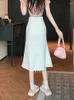 Skirts 2024 Sexy White High Waist Denim Midi Women Spring Summer Casaul Long Skirt Y2k Streetwear Retro