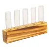 Vases Transparent Glass Vase Test Tube Wooden Base Table Centerpieces Decorative With