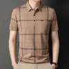 Moda męska koszula Polo Plaid krótkie rękawie miękkie letnie ubrania luksusowe solidne koreańskie koszulę polo ropa de hombre 240320