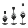 Ljushållare 3x Holder Metal Candlestick Black Feather Tablet Tabell mittpunkt Ornamentdekoration för festival eldstad middag