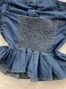 Singreiny Sweet Halter Denim Tops Fashion Women Fold Ruffles Outwear Sexy Streetwear Ins Summer Y2K Spiallina Beach Tank 240311
