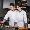 Män LG Sleeve Chef Uniform Restaurant Chef Jacket med APR Cook Coat Chef T-shirt Arbete Uniform Waiter Hotel Clotho A4WU#