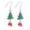 Dangle Chandelier Europeu e Americano Árvore de Natal Santas Veados Esmaltados Brincos Vintage Meninas Étnicas Mulheres Brinco de Argola Jóia Dhihe