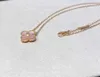 Designer Brand Van High Edition Four Leaf Grass Necklace Womens Single Flower Double sided Pink Shell Pendant Red Agate 18k Rose Gold White Fritillaria