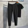 2024 Summer British Small Suit Men's Business Dropping Feeling Straight Fit Large Casual 9/9 Split Suit Pants