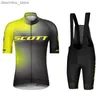 Vestes de cyclisme Uniforme de vélo veste pour hommes Scott à manches courtes hommes parachutisme chemise professionnelle bavoir jersey 2024 chemise d'été vtt vélo printemps set24329