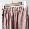 Kvinnors byxor capris topp ände 2024 vårkvinnor vintage linne tie färgämne rosa lös lång pant elegant dam alla matchar elastisk midja bred ben otof