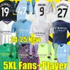 5XL HAALAND J. ALVAREZ SOCCER JERSEYS 2023 구정 버전 23/24/25 DOKU KOVACIC DE BRUYNE MANS CITIES GREALISH FODEN GVARDIOL 축구 셔츠 남자 키트 양말