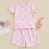 Kleidungssets Kleinkind Baby Mädchen Sommerkleidung Gänseblümchen Kurzarm Salatbesatz Blumen Tops Shorts Set Säugling Rippen Outfits