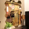 Wandaufkleber, 12 Stück, abnehmbarer Spiegel, Wohnzimmer, Heimdekoration, Schlafzimmer, 3D-Effekt, sechseckige Form, solide DIY-Kunstaufkleber