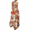 ellafads Vrouwen Maxi Jurk Zomer Modalità Vintage Print Rde Hals Mouwloze Rugloze Gesmoorde Taille Feestjurk Streetwear N5L2 #