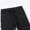 рваные джинсы мужские хип-хоп Y2k винтажные тонкие черные брюки осень-зима High Street Fit крутые узкие джинсовые брюки с вощеными отверстиями B72H #