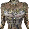 Sexy Sparkly Gold Rhinestes Paillettes Combinaison Soirée Anniversaire Célébrer Franges Mariage Prom Party Photographie Costume Wanxia b7la #