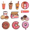 Bütün 50pcs Kahve İçecekler Donuts Ayakkabı Aksesuarları Bahçe Ayakkabı Toka Dekorasyonları Uygun Croc Jibz Charm187p