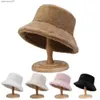 Chapéus de aba larga balde chapéus inverno pelúcia pescador chapéu colorido menina moda balde chapéu quente à prova de vento largo marrom mulheres artista hatl2403
